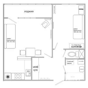 2-к квартира, на длительный срок, 43м2, 10/17 этаж