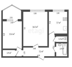 2-к квартира, вторичка, 52м2, 4/9 этаж