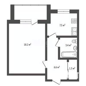 1-к квартира, вторичка, 39м2, 8/9 этаж