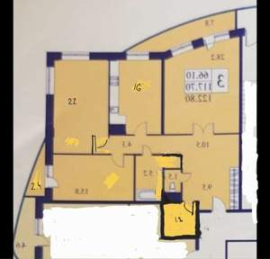 3-к квартира, вторичка, 123м2, 19/24 этаж