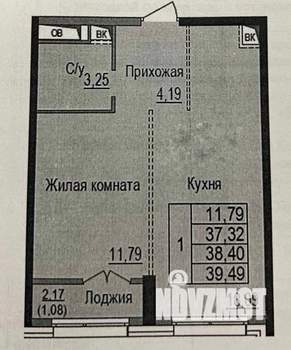 1-к квартира, вторичка, 40м2, 15/19 этаж