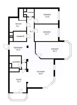 4-к квартира, вторичка, 140м2, 6/22 этаж
