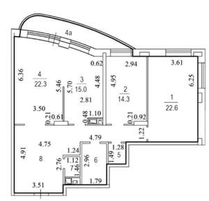 3-к квартира, вторичка, 107м2, 9/25 этаж