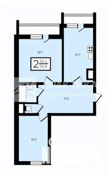 2-к квартира, вторичка, 75м2, 8/17 этаж