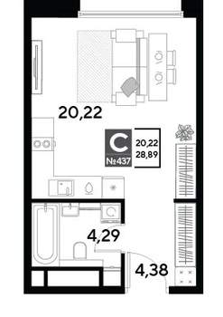 Студия квартира, вторичка, 29м2, 14/25 этаж