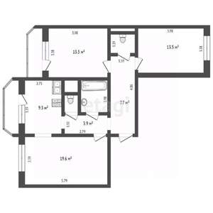 3-к квартира, вторичка, 77м2, 7/25 этаж