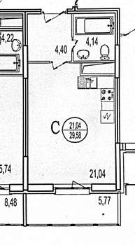 Студия квартира, вторичка, 29м2, 11/25 этаж