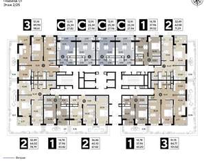2-к квартира, строящийся дом, 71м2, 2/25 этаж