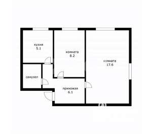 2-к квартира, вторичка, 41м2, 1/5 этаж