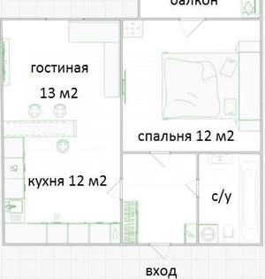 2-к квартира, вторичка, 51м2, 21/25 этаж