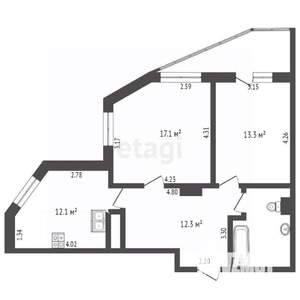 2-к квартира, вторичка, 60м2, 12/22 этаж