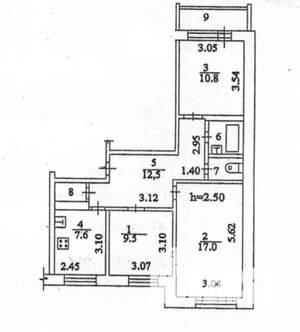 3-к квартира, вторичка, 62м2, 3/10 этаж