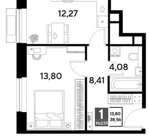 1-к квартира, вторичка, 39м2, 21/25 этаж