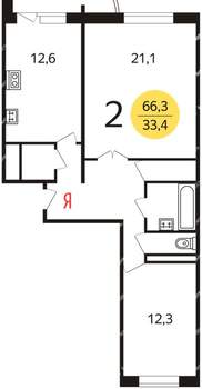 2-к квартира, вторичка, 71м2, 7/17 этаж