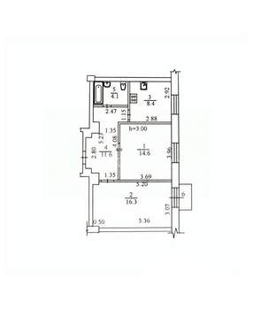 2-к квартира, вторичка, 56м2, 4/4 этаж