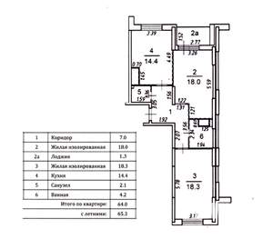 2-к квартира, вторичка, 64м2, 3/25 этаж