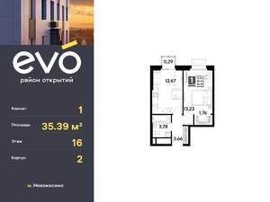 1-к квартира, вторичка, 35м2, 16/25 этаж