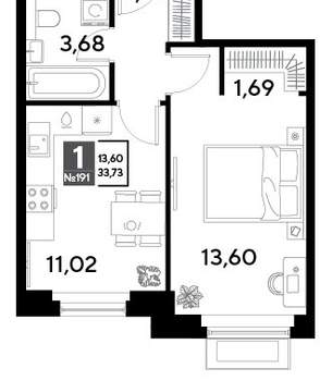 1-к квартира, строящийся дом, 34м2, 17/25 этаж