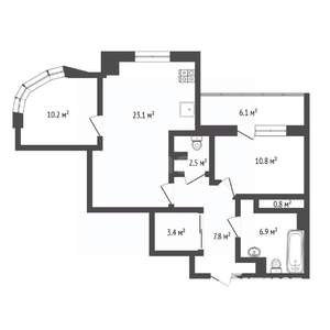 2-к квартира, вторичка, 68м2, 3/25 этаж