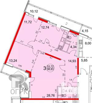 3-к квартира, вторичка, 99м2, 18/23 этаж