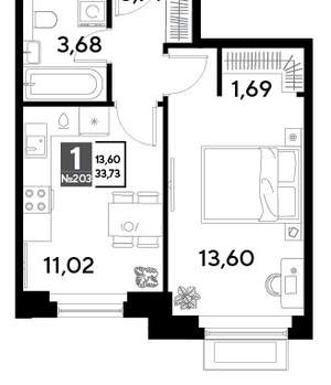 1-к квартира, вторичка, 34м2, 18/25 этаж