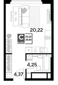 Студия квартира, строящийся дом, 29м2, 25/25 этаж