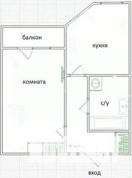 1-к квартира, вторичка, 37м2, 12/17 этаж