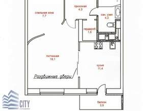 1-к квартира, вторичка, 48м2, 4/17 этаж