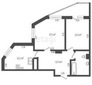 2-к квартира, вторичка, 60м2, 12/22 этаж