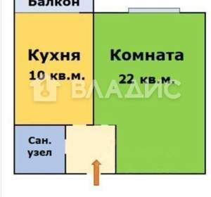 1-к квартира, вторичка, 36м2, 7/12 этаж