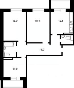 3-к квартира, вторичка, 82м2, 14/14 этаж