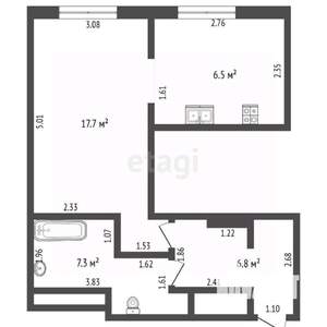 1-к квартира, вторичка, 38м2, 18/26 этаж