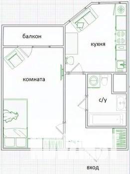 1-к квартира, вторичка, 37м2, 7/17 этаж