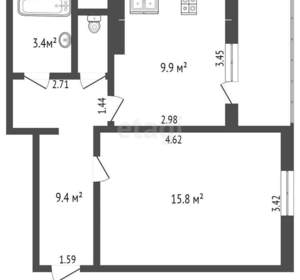 1-к квартира, вторичка, 40м2, 8/14 этаж