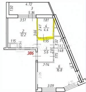 1-к квартира, вторичка, 44м2, 7/25 этаж