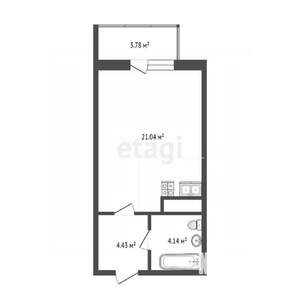 Студия квартира, вторичка, 30м2, 4/26 этаж