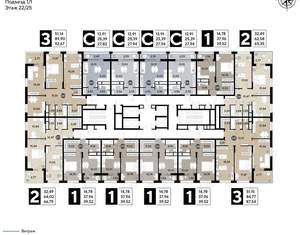 3-к квартира, строящийся дом, 88м2, 22/25 этаж