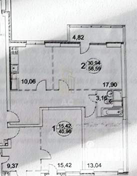 2-к квартира, вторичка, 60м2, 22/25 этаж