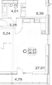 Студия квартира, вторичка, 37м2, 2/25 этаж