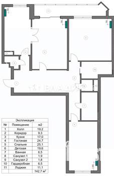 3-к квартира, вторичка, 132м2, 8/24 этаж