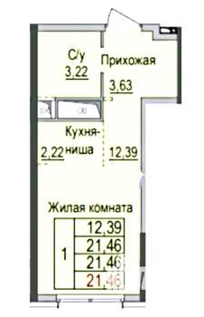 Студия квартира, вторичка, 21м2, 13/19 этаж