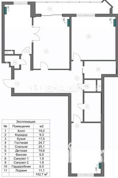 3-к квартира, вторичка, 143м2, 18/24 этаж