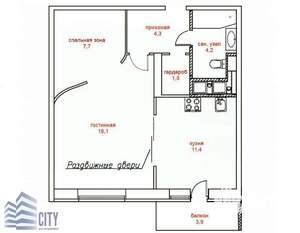 1-к квартира, вторичка, 48м2, 5/17 этаж