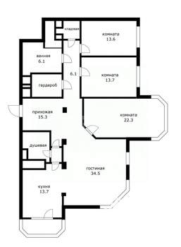 3-к квартира, вторичка, 140м2, 6/22 этаж