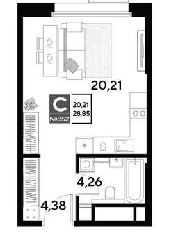 Студия квартира, вторичка, 29м2, 7/25 этаж