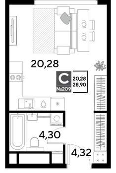 Студия квартира, вторичка, 29м2, 19/25 этаж