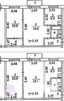 2-к квартира, вторичка, 45м2, 2/5 этаж