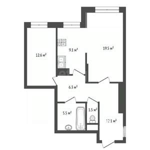 2-к квартира, вторичка, 68м2, 17/25 этаж