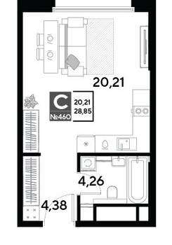 Студия квартира, вторичка, 29м2, 16/25 этаж