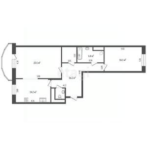 2-к квартира, вторичка, 84м2, 3/15 этаж